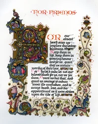 Stevensons Gebet für Freunde, aus „In Vailima geschriebene Gebete“, veröffentlicht in London von Chatto and Windus mit Illustrationen von Alberto Sangorski, 1928
